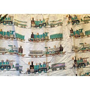 Locomotive Train Curtain Canadian Pacific Wainrights  Drapery Fabric Cutter